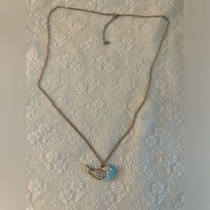 Elegant Blue Bird Pendant Necklace Gold Tone Necklace